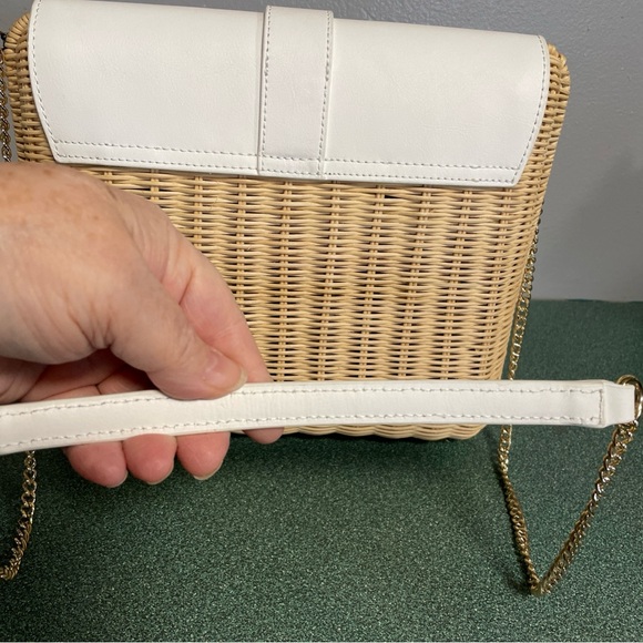 Talbots Rattan and White leather shoulder bag - Picture 9 of 10